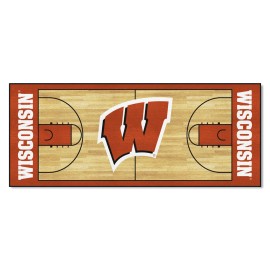 Fanmats - 8176 Ncaa University Of Wisconsin Badgers Nylon Face Basketball Court Runner 30X72
