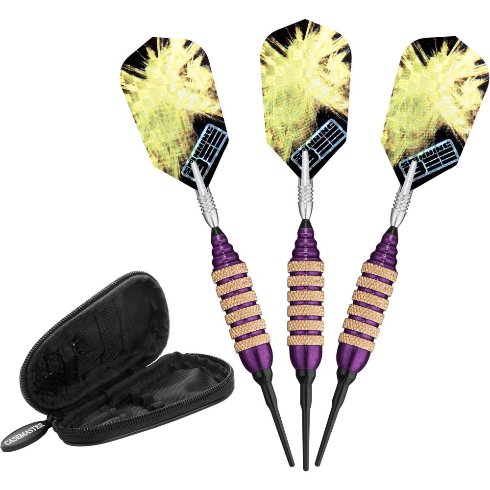 Viper Spinning Bee Soft Tip Darts with Casemaster Storage/Travel Case, Purple, 16 Grams