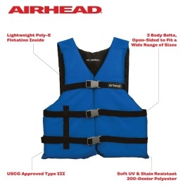 AIRHEAD Adult General Purpose Life Jacket, Coast Guard Approved, Super Large, Blue