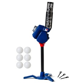 Franklin Sports Baseball Pitching Machine - Adjustable Baseball Hitting & Fielding Practice Machine For Kids - With 6 Baseballs - Great For Practice,Blue