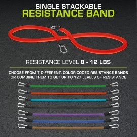 ProsourceFit Single Stackable Resistance Bands with Door Anchor and Exercise Guide, 8-12 LB, Heavy Duty Fitness Tube for Full-Body Exercises and Home Workouts, Red