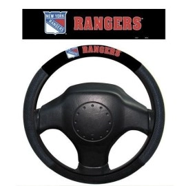 Fremont Die NHL New York Rangers Poly-Suede Steering Wheel Cover, Fits Most Standard Size Steering Wheels, Black/Team Colors