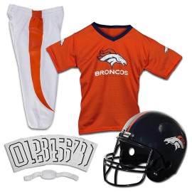 Franklin Sports Denver Broncos Kids Football Uniform Set - NFL Youth Football Costume for Boys & Girls - Set Includes Helmet, Jersey & Pants - Medium