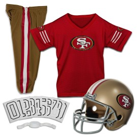Franklin Sports San Francisco 49ers Kids Football Uniform Set - NFL Youth Football Costume for Boys & Girls - Set Includes Helmet, Jersey & Pants - Small