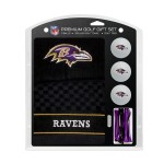 Team Golf Nfl Baltimore Ravens Gift Set Embroidered Golf Towel, 3 Golf Balls, And 14 Golf Tees 2-34 Regulation, Tri-Fold Towel 16 X 22 100 Cotton, Multi Team Color, One Size (30220)