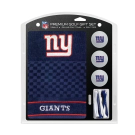 Team Golf Nfl New York Giants Gift Set Embroidered Golf Towel, 3 Golf Balls, And 14 Golf Tees 2-34 Regulation, Tri-Fold Towel 16 X 22 100 Cotton