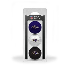 Team Golf NFL Baltimore Ravens Regulation Size Golf Balls, 3 Pack, Full Color Durable Team Imprint, 30205