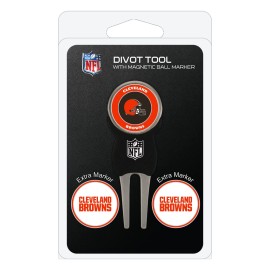 Team Golf NFL Cleveland Browns Divot Tool with 3 Golf Ball Markers Pack, Markers are Removable Magnetic Double-Sided Enamel, Multi Team Color, One Size (30745)