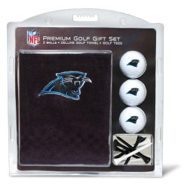 Team Golf Nfl Carolina Panthers Gift Set Embroidered Golf Towel, 3 Golf Balls, And 14 Golf Tees 2-34 Regulation, Tri-Fold Towel 16 X 22 100 Cotton, Multi Team Color, One Size (30420)