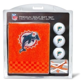 TEAM GOLF NFL Miami Dolphins Gift Set Embroidered Golf Towel, 3 Golf Balls, and 14 Golf Tees 2-3/4