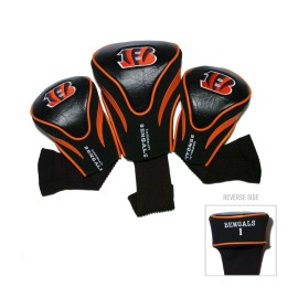 Team Golf NFL Cincinnati Bengals Contour Golf Club Headcovers (3 Count), Numbered 1, 3, & X, Fits Oversized Drivers, Utility, Rescue & Fairway Clubs, Velour lined for Extra Club Protection, Multi Team Colors, One Size