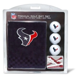 Team Golf Nfl Houston Texans Gift Set Embroidered Golf Towel, 3 Golf Balls, And 14 Golf Tees 2-34 Regulation, Tri-Fold Towel 16 X 22 100 Cotton, Multi Team Color, One Size (31120)