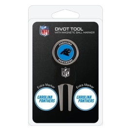 Team Golf NFL Carolina Panthers Divot Tool with 3 Golf Ball Markers Pack, Markers are Removable Magnetic Double-Sided Enamel,Multi