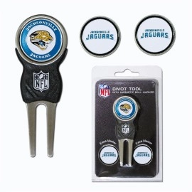Team Golf NFL Jacksonville Jaguars Divot Tool with 3 Golf Ball Markers Pack, Markers are Removable Magnetic Double-Sided Enamel,Multi Team Color,One Size,31345