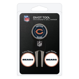 Team Golf NFL Chicago Bears Divot Tool with 3 Golf Ball Markers Pack, Markers are Removable Magnetic Double-Sided Enamel(Colors May Vary)