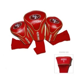 Team Golf NFL San Francisco 49ers Contour Golf Club Headcovers (3 Count), Numbered 1, 3, & X, Fits Oversized Drivers, Utility, Rescue & Fairway Clubs, Velour lined for Extra Club Protection, Multi Team Colors