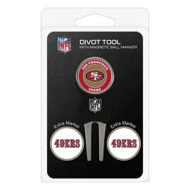 Team Golf NFL San Francisco 49ers Divot Tool with 3 Golf Ball Markers Pack, Markers are Removable Magnetic Double-Sided Enamel