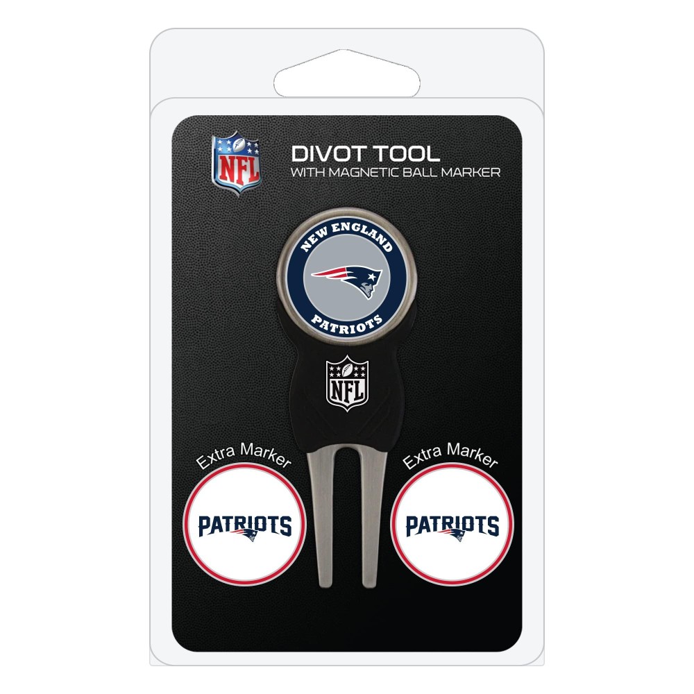 Team Golf NFL New England Patriots Divot Tool with 3 Golf Ball Markers Pack, Markers are Removable Magnetic Double-Sided Enamel