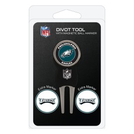 Team Golf NFL Philadelphia Eagles Divot Tool with 3 Golf Ball Markers Pack, Markers are Removable Magnetic Double-Sided Enamel