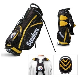 Team Golf NFL Pittsburgh Steelers Fairway Golf Stand Bag, Lightweight, 14-way Top, Spring Action Stand, Insulated Cooler Pocket, Padded Strap, Umbrella Holder & Removable Rain Hood