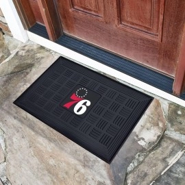 FANMATS 11422 Philadelphia 76ers Heavy Duty Vinyl Medallion Outdoor Door Mat - 19.5in. x 31in.