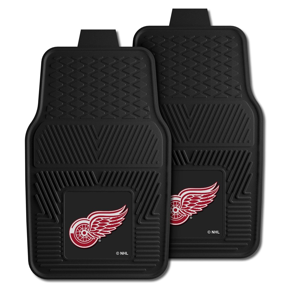 FANMATS 10380 Detroit Red Wings 2-Piece Heavy Duty Vinyl Car Mat Set, Front Row Floor Mats, All Weather Protection, Universal Fit, Deep Resevoir Design