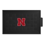 FANMATS 11370 Nebraska Cornhuskers Heavy Duty Vinyl Medallion Outdoor Door Mat - 19.5in. x 31in. - N Primary Logo, Black