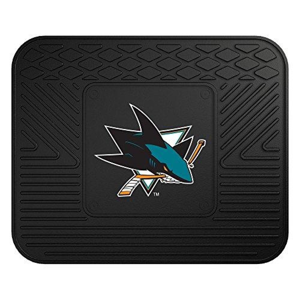 Fanmats Nhl San Jose Sharks Vinyl Utility Mat, Black, 14X17