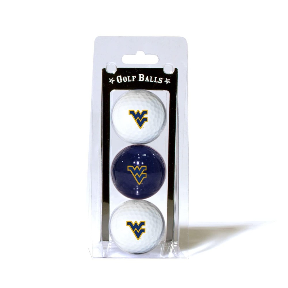 Team Golf NCAA West Virginia Mountaineers Regulation Size Golf Balls, 3 Pack, Full Color Durable Team Imprint,Multicolor