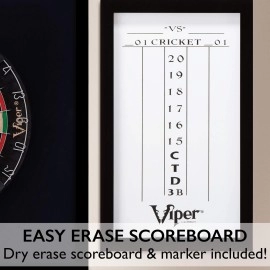 Viper Championship Wood Framed Dartboard Backboard Set, Mahogany Finish Black, 29