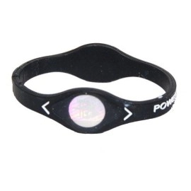Power Balance Silicone Wristband Bracelet Large (Black With White Letters)