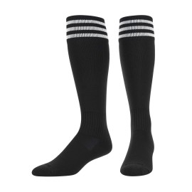 TcK Elite Finale 3 Stripe Soccer Socks (BlackWhite, Medium)