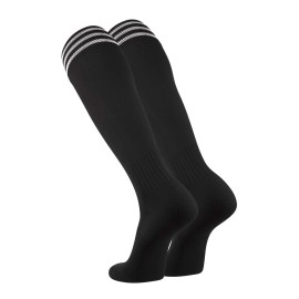 TcK Elite Finale 3 Stripe Soccer Socks (BlackWhite, Medium)