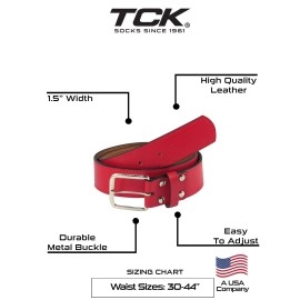 TCK Premium Leather-Baseball-Softball Belt (Scarlet Red, 30