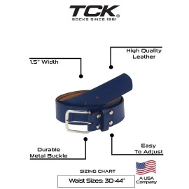 TCK Premium Leather-Baseball-Softball Belt (Navy Blue, 34