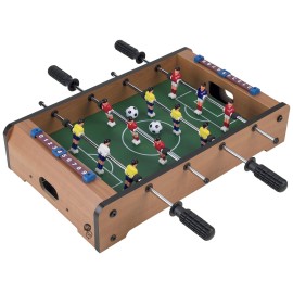 Tabletop Foosball Table- Portable Mini Table Football / Soccer Game Set with Two Balls and Score Keeper for Adults and Kids by Hey! Play! , Tan/Green
