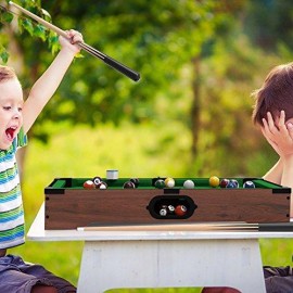 Mini Tabletop Pool Set- Billiards Game Includes Game Balls, Sticks, Chalk, Brush And Triangle-Portable And Fun For The Whole Family By Hey! Play!, Green, 12.2X20.2X3.5, (15-3152)