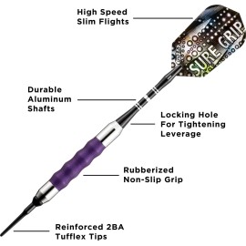 Viper Sure Grip Soft Tip Darts, Purple, 18 Grams