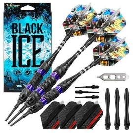 Viper Black Ice Soft Tip Darts With Purple Rings, 18 Grams