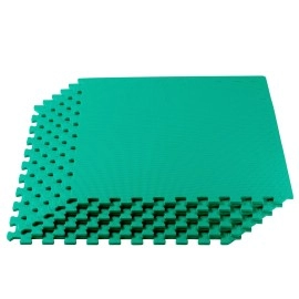We Sell Mats 3/8 Inch Thick Multipurpose Exercise Floor Mat With Eva Foam, Interlocking Tiles, Anti-Fatigue For Home Or Gym, 24 In X 24 In, Green (M24-10M)