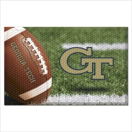 Fanmats 20754 Georgia Tech Yellow Jackets Rubber Scraper Door Mat - Gt Logo