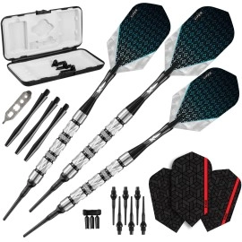 Viper Diamond 90% Tungsten Soft Tip Darts with Storage/Travel Case, Black Rings, 18 Grams