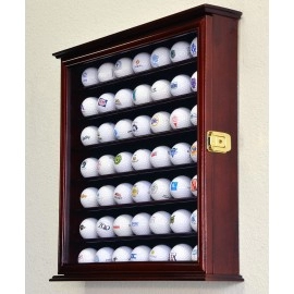 49 Golf Ball Display Case Cabinet Wall Rack Holder w/98% UV Protection Lockable -Cherry