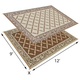 Reversible Mats 119127 Outdoor Patio 9-Feet X 12-Feet, Brown/Beige Rv Camping Mat