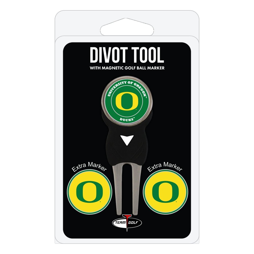 Team Golf NCAA Oregon Ducks Divot Tool with 3 Golf Ball Markers Pack, Markers are Removable Magnetic Double-Sided Enamel