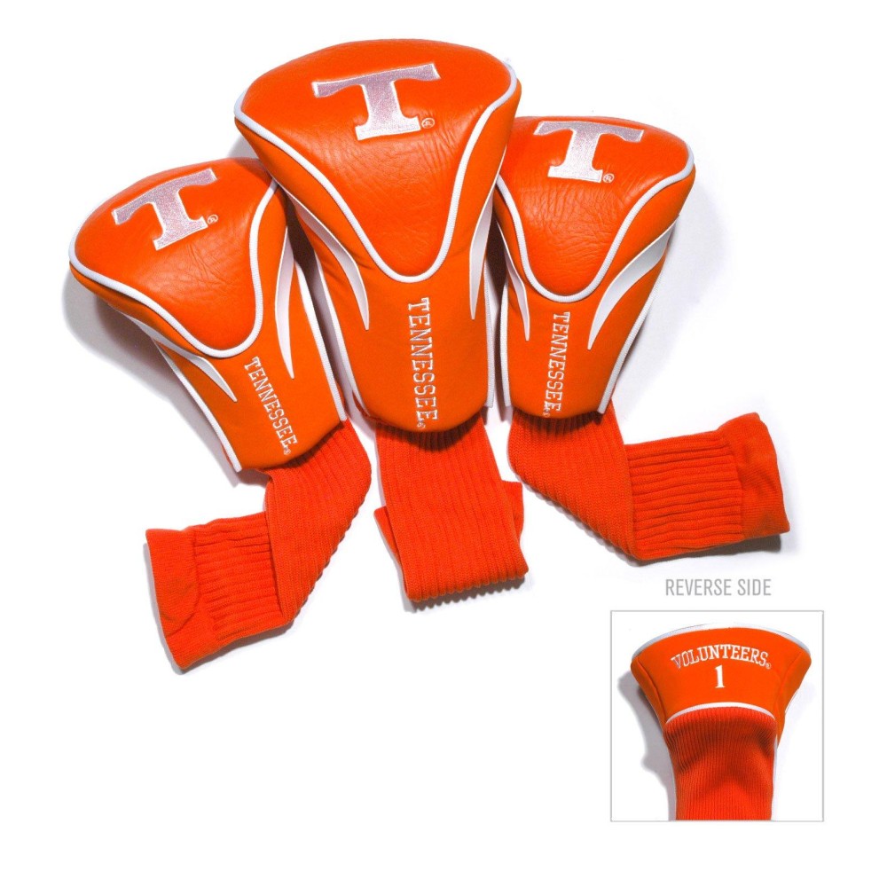 Team Golf NCAA Tennessee Volunteers Contour Golf Club Headcovers (3 Count), Numbered 1, 3, & X, Fits Oversized Drivers, Utility, Rescue & Fairway Clubs, Velour lined for Extra Club Protection, multi team color (23294)