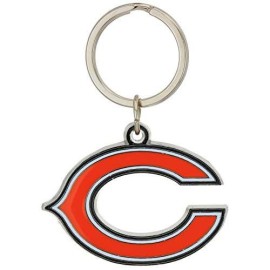 Nfl Siskiyou Sports Fan Shop Chicago Bears Chrome & Enameled Key Chain One Size Team Colors , Black