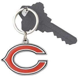 Nfl Siskiyou Sports Fan Shop Chicago Bears Chrome & Enameled Key Chain One Size Team Colors , Black