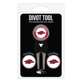 Team Golf NCAA Arkansas Razorbacks Divot Tool with 3 Golf Ball Markers Pack, Markers are Removable Magnetic Double-Sided Enamel, multi team color, one size (20445)