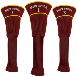 Team Golf NCAA Minnesota Golden Gophers Contour Golf Club Headcovers (3 Count), Numbered 1, 3, & X, Fits Oversized Drivers, Utility, Rescue & Fairway Clubs, Velour lined for Extra Club Protection